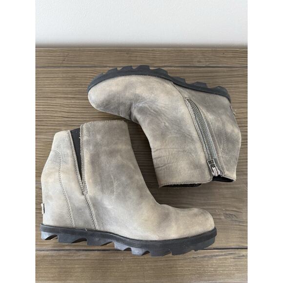 Sorel Women's Joan of Arctic Wedge II Zip Booties Gray Leather Ankle Boot Sz 10 - Picture 5 of 8